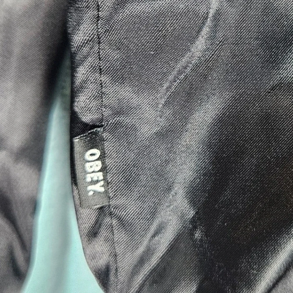 Obey Worldwide Mens Black Nylon Bomber Jacket Snap Front Small Streetwear Skater